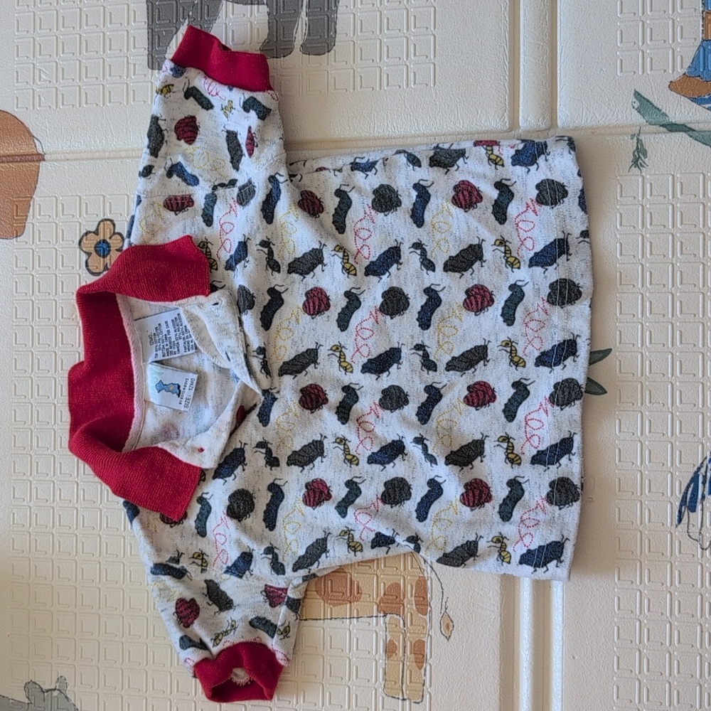 Vintage Baby Insect Patterned Polo Shirt